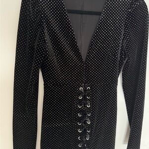 h:ours Black and White Polka Dot Dress